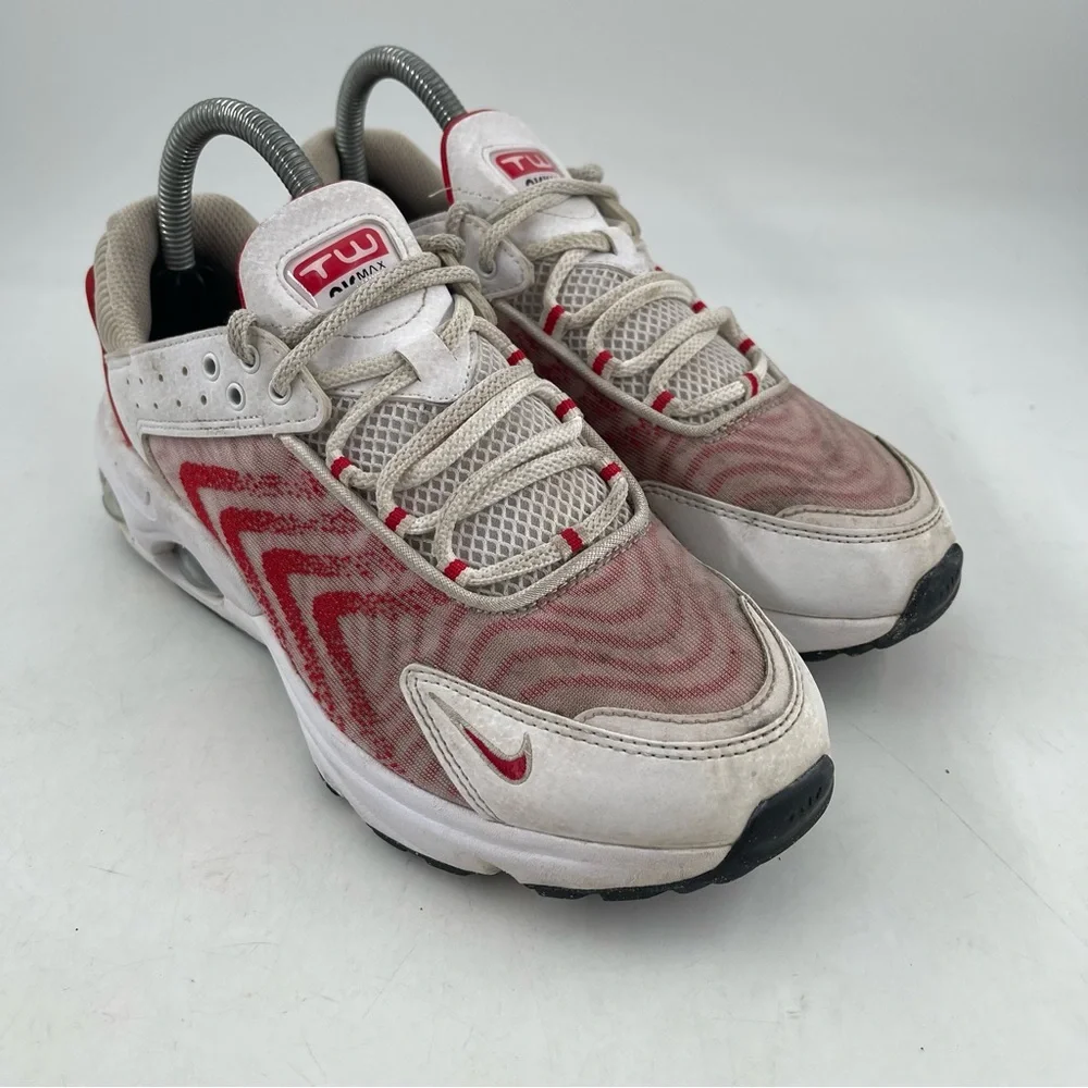👞 Nike Air Max -Size 6Y- TW Low Casual White Red Athletic Shoes Sneakers